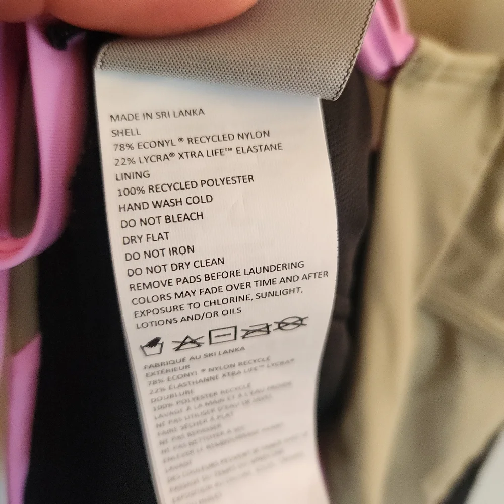 NWOT Prana Colorblock One-Piece Swimsuit Black Gray & Pink Open Low Back Medium - Picture 9 of 10